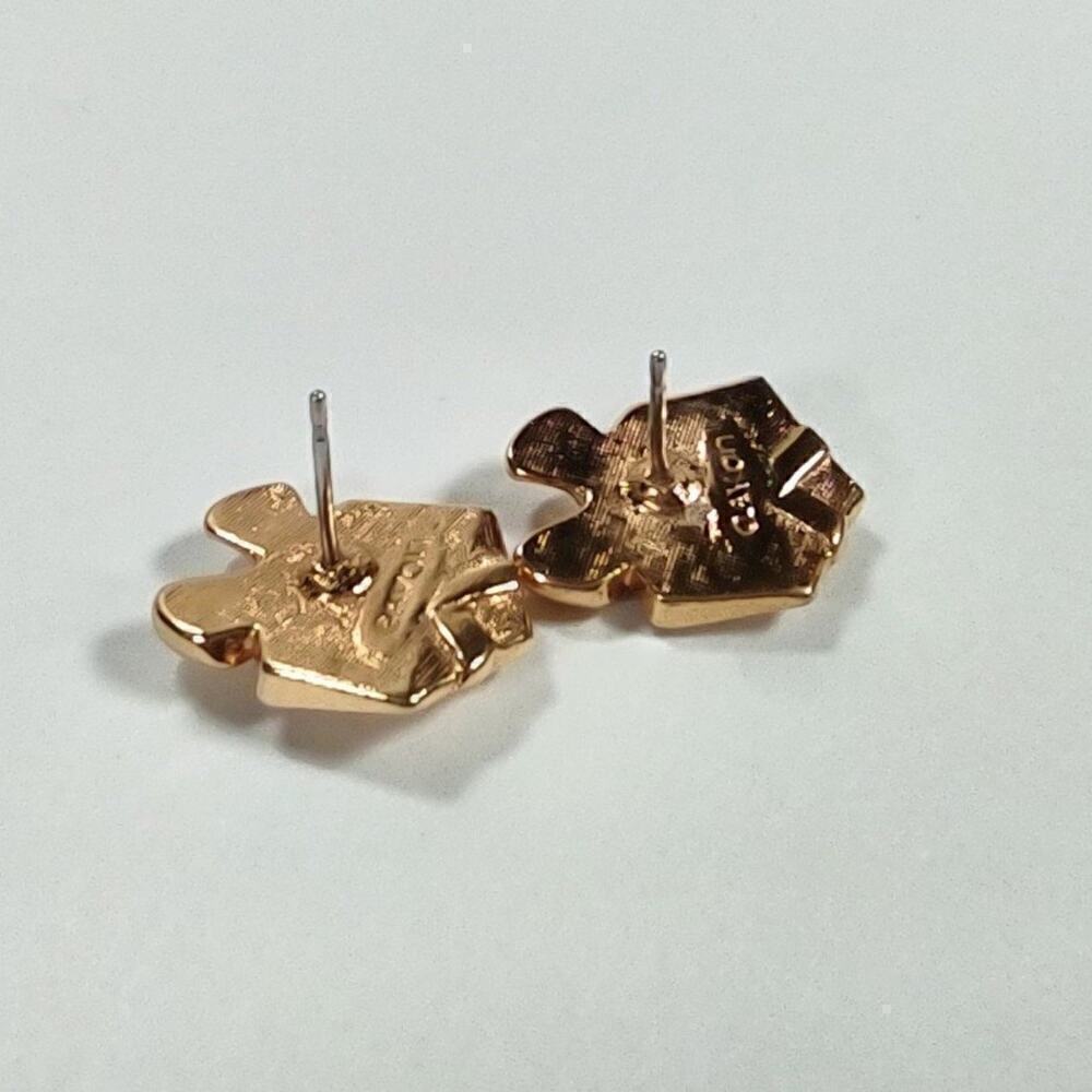 Vintage 1992 Avon Christmas Present Rhinestone Pierced Ear Stud Earrings - Picture 4 of 7